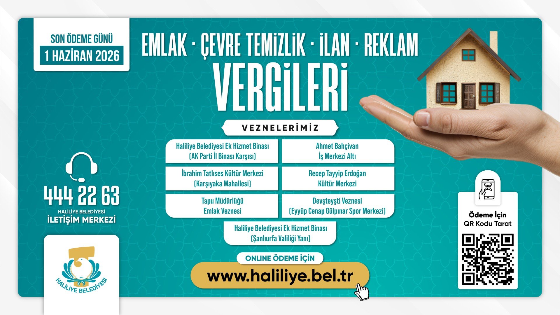 HALİLİYE BELEDİYESİ DUYURDU: SON GÜN 1 HAZİRAN